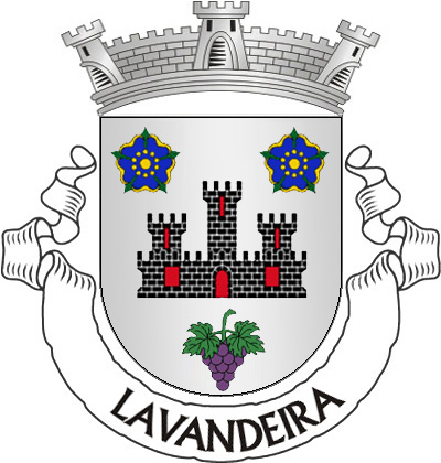 Escudo de prata, com um castelo de negro, lavrado do campo, aberto, frestado e iluminado de vermelho; em chefe, duas rosas heráldicas de azul, botoadas de ouro e apontadas de verde; em campanha, cacho de uvas de púrpura, folhado de verde. Coroa mural de prata de três torres. Listel branco, com a legenda a negro: «LAVANDEIRA». 