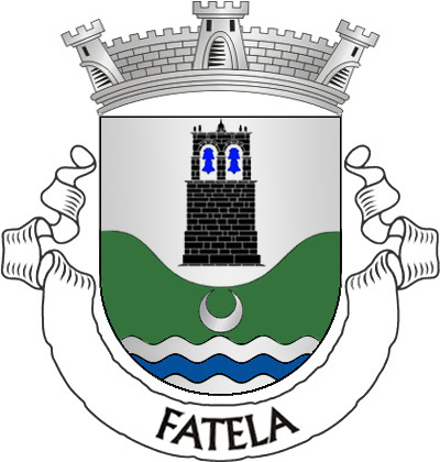 Escudo de prata, campanário de negro, lavrado e aberto do campo, com dois sinos de azul; em campanha, vale de verde, movente de um pé ondado de prata e azul de três tiras e carregado de um crescente de prata. Coroa mural de prata de três torres. Listel branco, com a legenda a negro: «FATELA». 