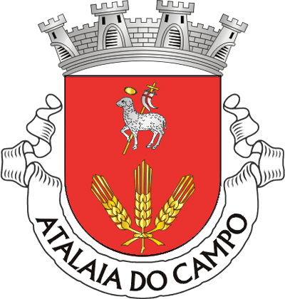 Escudo de vermelho, um feixe de três espigas de trigo de ouro; em chefe, Agnus Dei de prata, nimbado de ouro, sustendo na pata direita uma haste crucífera de ouro, com lábaro de prata carregado de uma cruz firmada de vermelho. Coroa mural de prata de quatro torres. Listel branco, com a legenda a negro: «ATALAIA do CAMPO». 