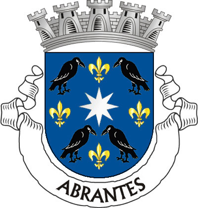 Escudo de azul, uma estrela de 8 raios de prata em abismo, acompanhada de 4 flores-de-lis de ouro, postas em cruz, e de 4 corvos de sua cor, postos em aspa e volvidos em cortesia para a estrela. Coroa mural de 5 torres de prata. Listel branco, com a legenda, a negro: «Abrantes».