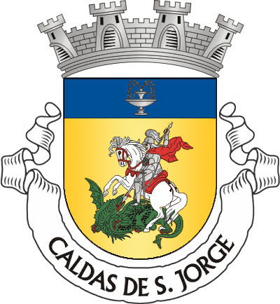 Escudo de ouro, figura de São Jorge, montada num cavalo branco, ajaezado de vermelho e lutando contra um dragão de verde; chefe de azul, carregado com uma fonte de prata. Coroa mural de prata de três torres. Listel branco com a legenda, em maiúsculas : "CALDAS DE S. JORGE".