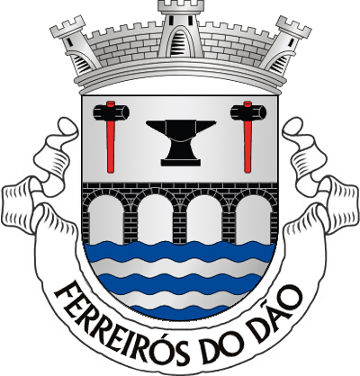 Escudo de prata, com uma ponte de quatro arcos de negro, lavrada do campo, firmada nos flancos e movente de campanha ondada de azul e prata de cinco peças; em chefe, bigorna de negro, entre duas marretas do mesmo, encabadas de vermelho. Coroa mural de prata de três torres. Listel branco, com a legenda a negro: 