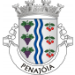 Escudo de prata, pala ondada de azul e prata de três tiras, acompanhada à dextra de três cachos de uvas de púrpura, folhados de verde à sinistra de três ramos de cerejeira de verde, frutados de vermelho, tudo alinhado em pala. Coroa mural de prata de três torres. Listel branco, com a legenda a negro: "PENAJÓIA". 