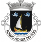 Escudo de negro, barco de ouro mastreado e cordoado do mesmo, realçado de vermelho e vestido de prata, vogando sobre campanha diminuta ondada de prata e azul de três tiras; em chefe, dois patos bravos de prata, realçados de azul, volantes. Coroa mural de prata de três torres. Listel branco, com a legenda a negro: «ROSSIO ao SUL do TEJO». (D.R.III Série nº 117, de 21/05/02)