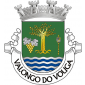 Escudo de verde, árvore de ouro, arrancada do mesmo, entre um cacho de uvas de ouro, folhado de prata, e uma roca de ouro, enrolada de prata, tudo realçado de negro; campanha ondada de sete burelas de prata e azul, Coroa mural de prata de quatro torres aparentes, abertas, lavradas e frestadas de negro. Listel de prata com a legenda em maiúsculas de negro "Valongo do Vouga".