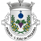 Escudo de prata, cacho de uvas de púrpura, sustido de verde, entre dois ramos de amendoeira de verde, frutados de ouro, com os pés passados em aspa, em ponta; em chefe, mundo crucífero de azul, realçado de negro. Coroa mural de prata de três torres. Listel branco, com a legenda a negro: “ PEREIROS - S. JOÃO DA PESQUEIRA “. 