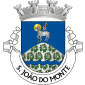 Escudo azul, monte de prata semeado de ramos de  pinheiro de verde, frutados do mesmo e carregado de uma  burela ondada de azul, em ponta; em chefe, Agnus Dei de  prata, nimbado de ouro, sustentando uma vara crucífera do  mesmo com lábaro de prata carregado de uma cruz firmada  de vermelho. Coroa mural de prata de quatro torres.  Listel branco, com a legenda a negro: «S.JOÃO DO MONTE». 