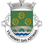 Escudo de verde, três rodas de azenha de ouro, realçadas de negro, alinhadas em roquete; em campanha, ponte antiga de três arcos, de prata, realçada de negro, movente dos flancos e de um pé de um pé de três burelas ondadas de prata e azul. Coroa mural de prata de três torres. Listel branco, com a legenda a negro: «VILARINHO das AZENHAS». 