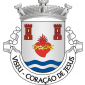 Escudo de prata, coração de vermelho, inflamado do mesmo, carregando uma coroa de espinhos de ouro e duas torres de vermelho, abertas e iluminadas de ouro; em ponta, três burelas ondades de azul, prata e azul. Coroa mural de prata de três torres. Listel branco, com a legenda a negro: «VISEU- CORAÇÃO DE JESUS». 