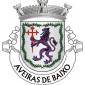 Escudo de prata, leão de púrpura, armado e lampassado de azul segurando nas mãos uma cruz da Ordem de São Tiago de vermelho, acompanhado de dois ramos de silva de verde, postos em orla, com os pés passados em aspa em ponta. Coroa mural de três torres de prata. Listel branco, com a legenda a negro: «AVEIRAS DE BAIXO».